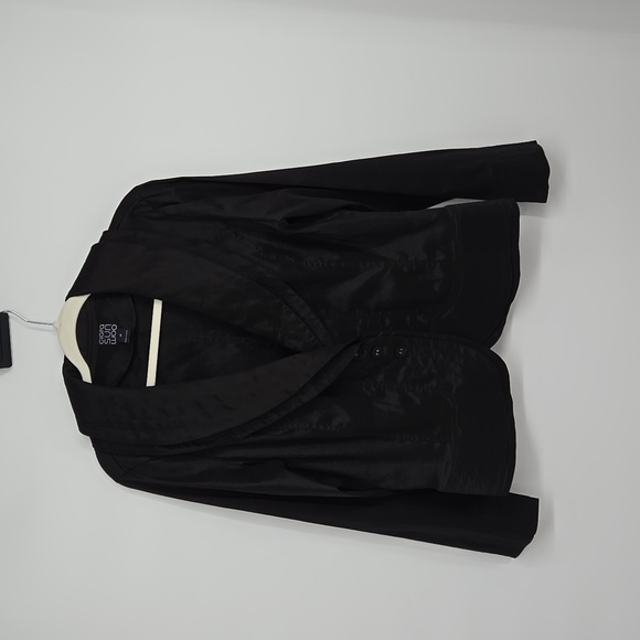 Cira Sun Woo Black Jacket Satin Plus Size Blazer Double Three Button Closure 1X - Picture 3 of 12